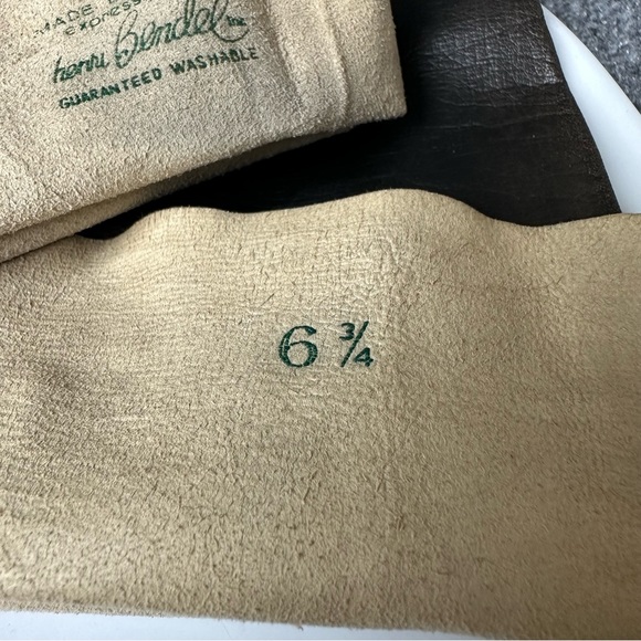 Vintage Henri Bendel long leather gloves black washable made in France sz 6 3/4 - Picture 11 of 11